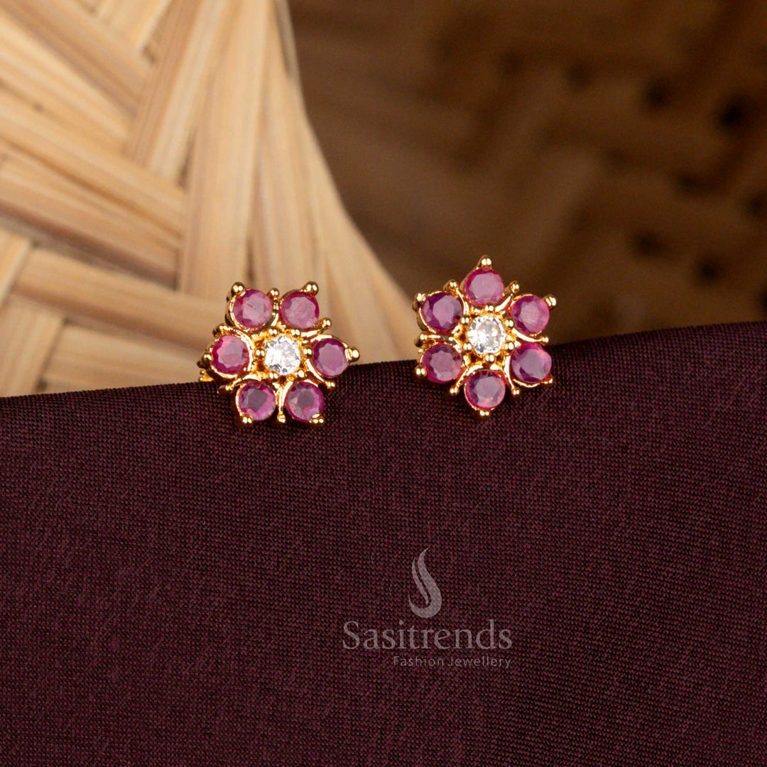 2664A Floral Stud Earrings with 24K Gold Plating Guaranteed