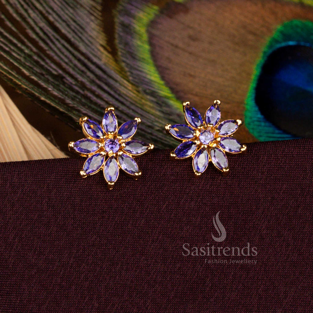 Radiant Floral Marquise Micro Gold Plated Stud Earrings Guaranteed Traditional 2666M Sasitrends