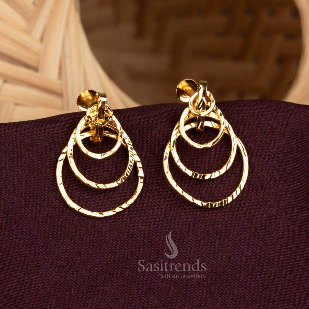 Micro Gold Plated 4 Hoop Designer Earrings with Statement Style by Sasitrends