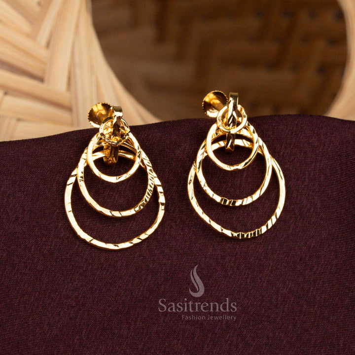 Guaranteed One Gram Micro Gold Plated 4 Hoop Designer Earrings | Real Gold Look