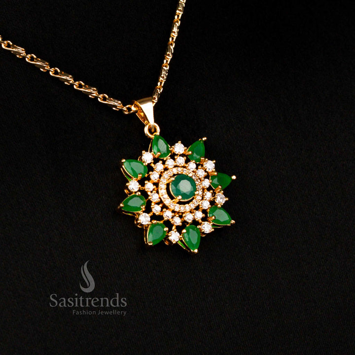 Regal American Diamond Micro Gold Plated High Quality Water Drop Pendant Necklace And Earrings For Weddings Sasitrends