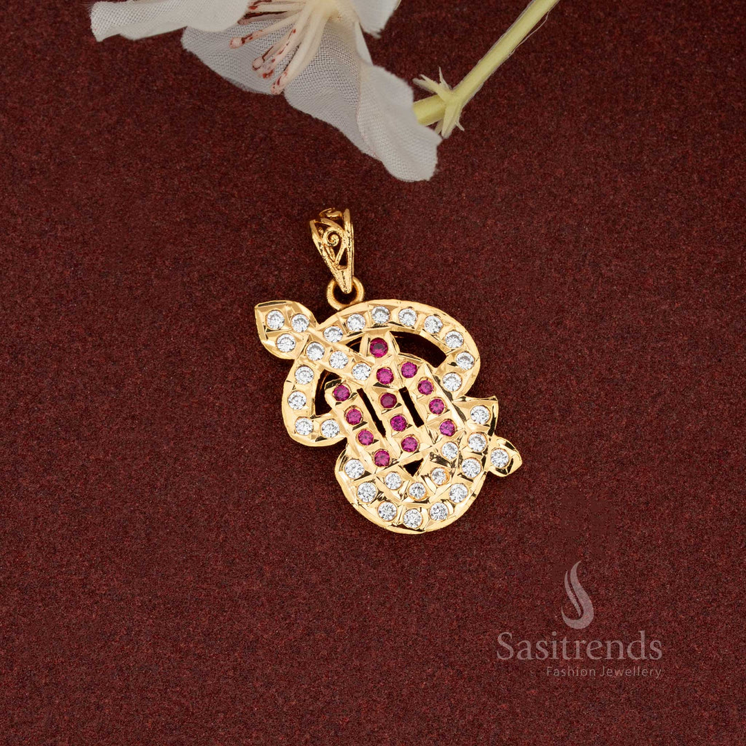 Exquisite Panchaloha Micro Gold Plated Vel Om Pendant Featuring Intricate Craftsmanship – Ideal For Daily Wear And Spiritual Gatherings - Sasitrends
