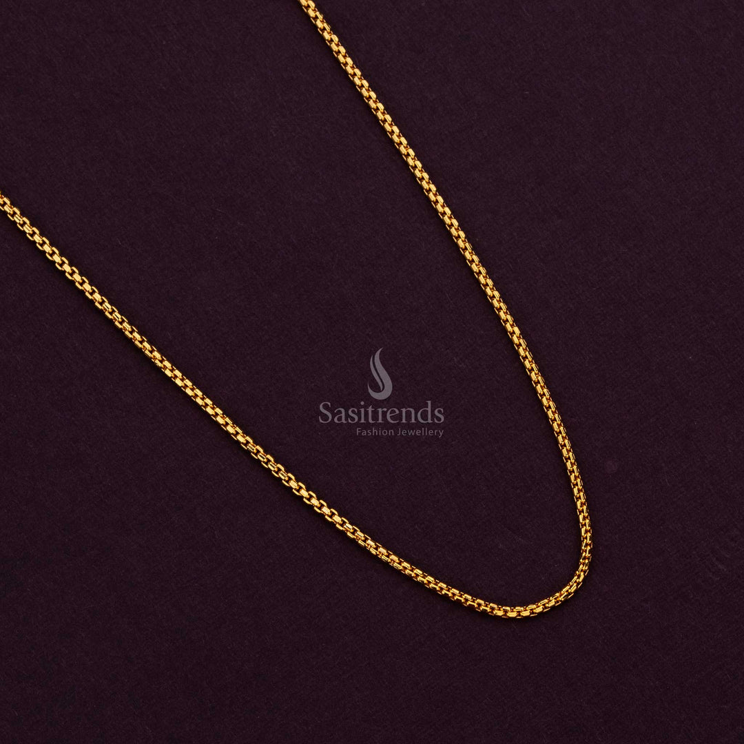Micro Gold Plated Traditional Box Chain – One Gram Jewellery, Guaranteed Look Like Real Gold – Sasitrends