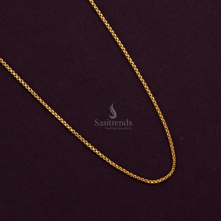 Micro Gold Plated Traditional Box Chain – One Gram Jewellery, Guaranteed Look Like Real Gold – Sasitrends