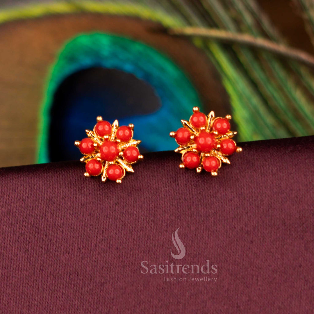 Heritage Pavalam Floral Screw Type Earrings Guaranteed Micro Gold Plated High Quality - Sasitrends