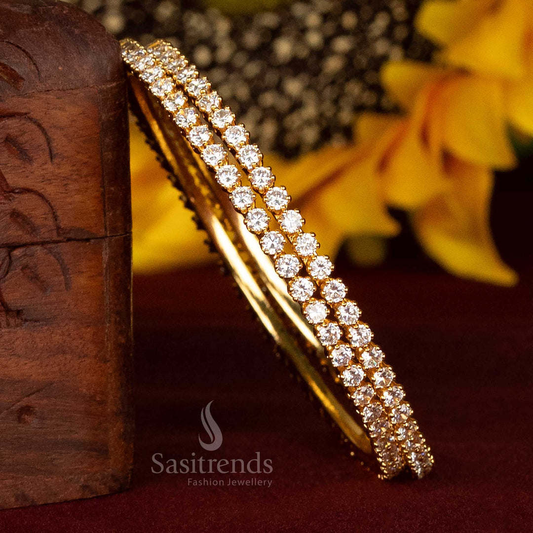 Elegant Traditional One Gram Gold Bangles Featuring Round Para Stones  Sasitrends