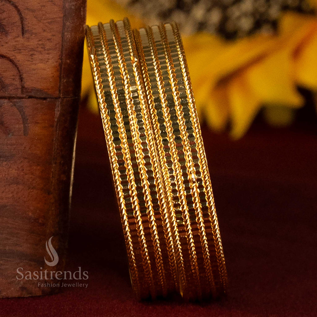 Charming baby bangles featuring a real gold look with durable micro plating and continuous pattern - Sasitrends