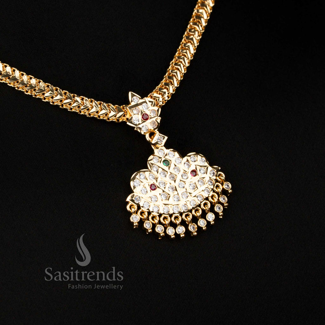 Triumph Traditional Impon Micro Gold Plated Multi-Color Attigai Necklace with Temple Motifs Perfect for Weddings and Festivals – Sasitrends