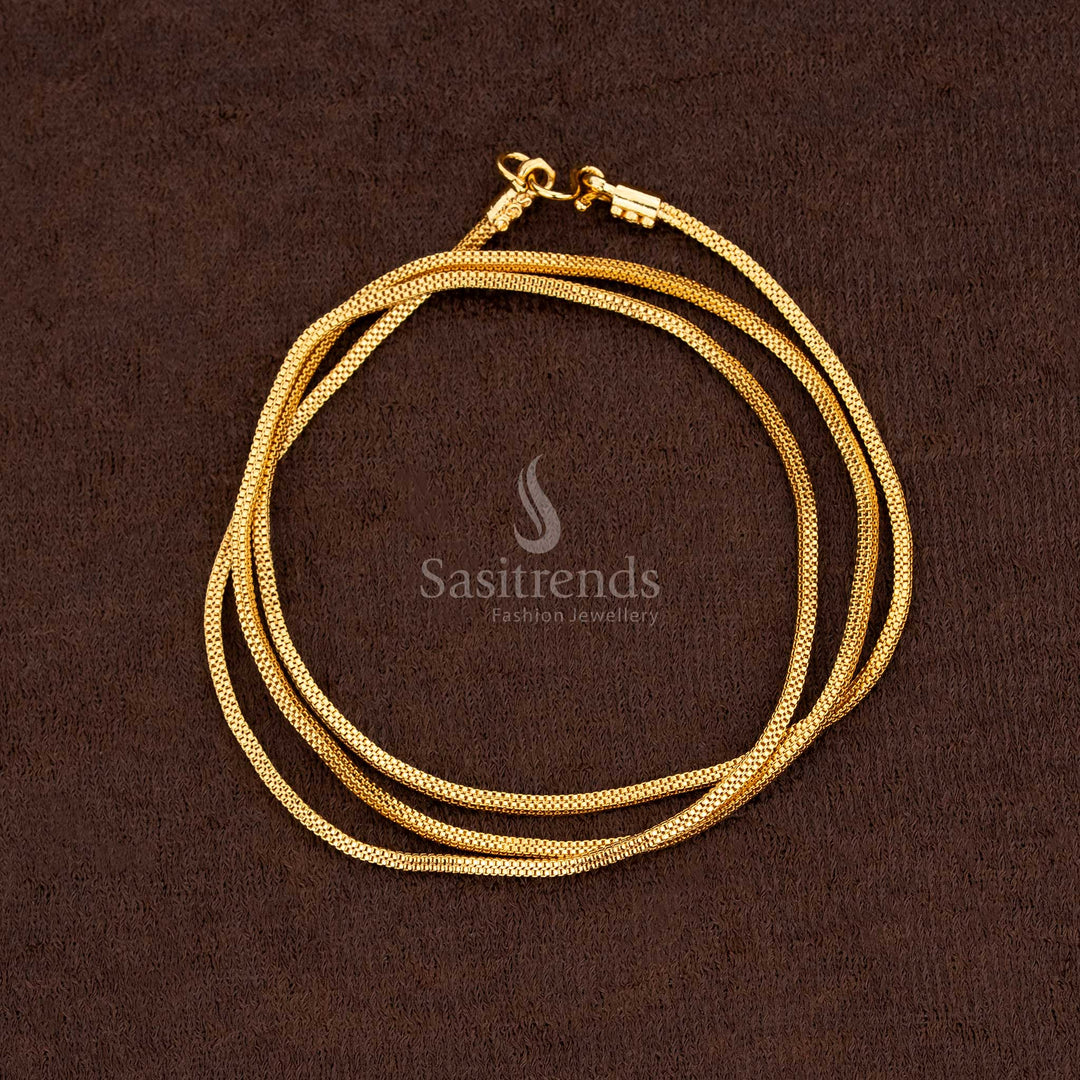 Medium Micro Gold Plated Box Chain With Real Gold Style Suitable For Community Programs And Festive Gatherings - Sasitrends