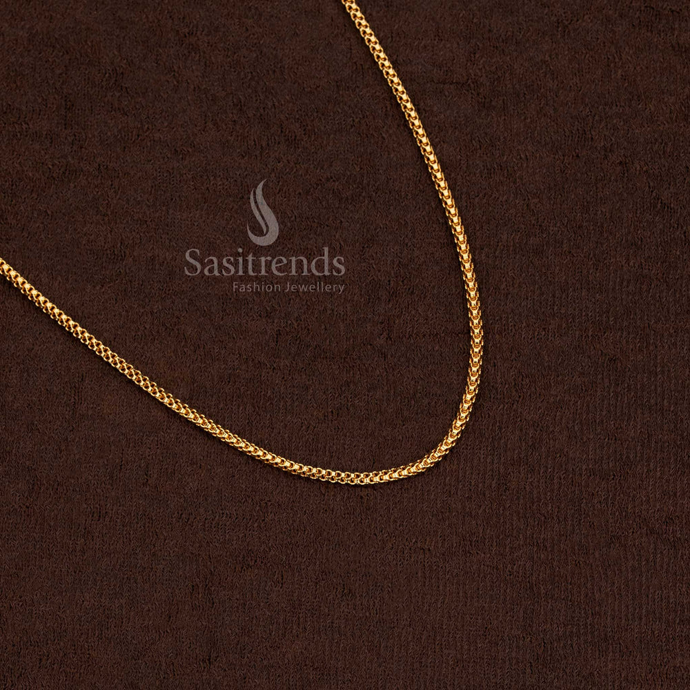 Opulent Micro Gold Plated Chain Crafted With Interlinked Motif – Ideal For Religious Functions, Festive Gatherings, And Special Outfits - Sasitrends