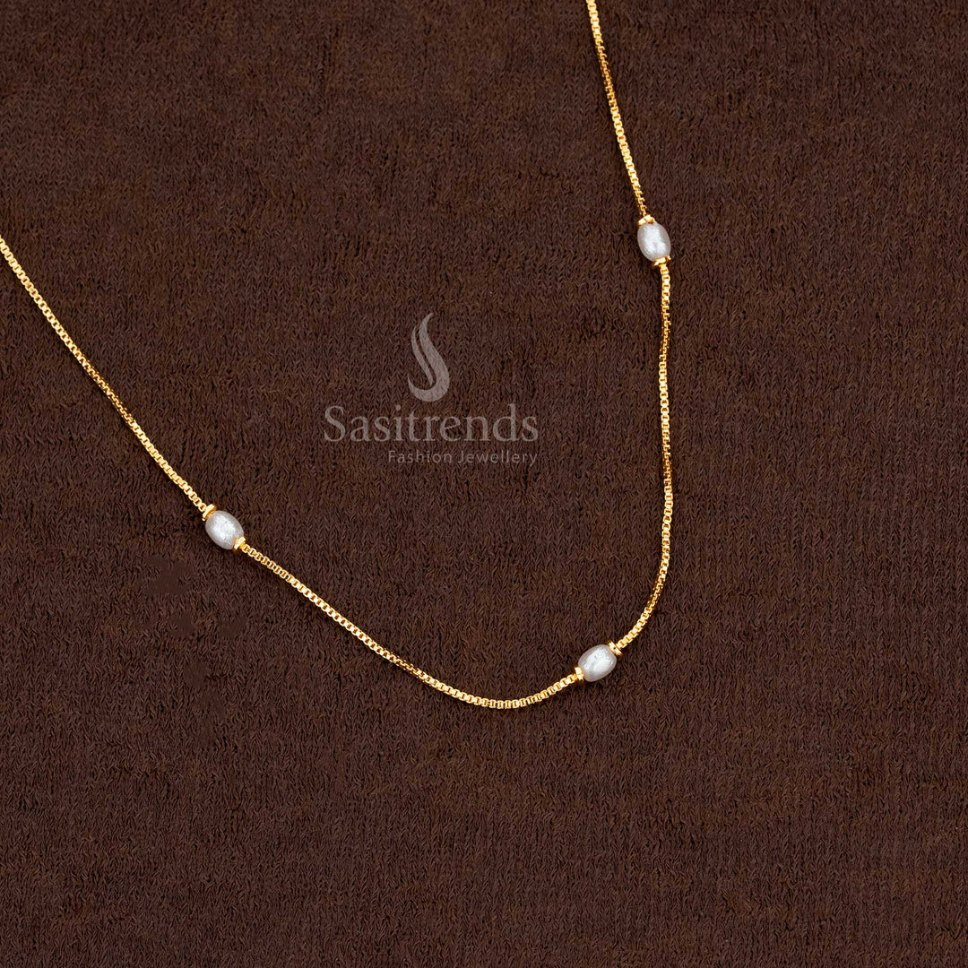 Traditional Guaranteed One Gram Micro Gold Plated Multi-Strand Chain with Pearls - Sasitrends - Sasitrends