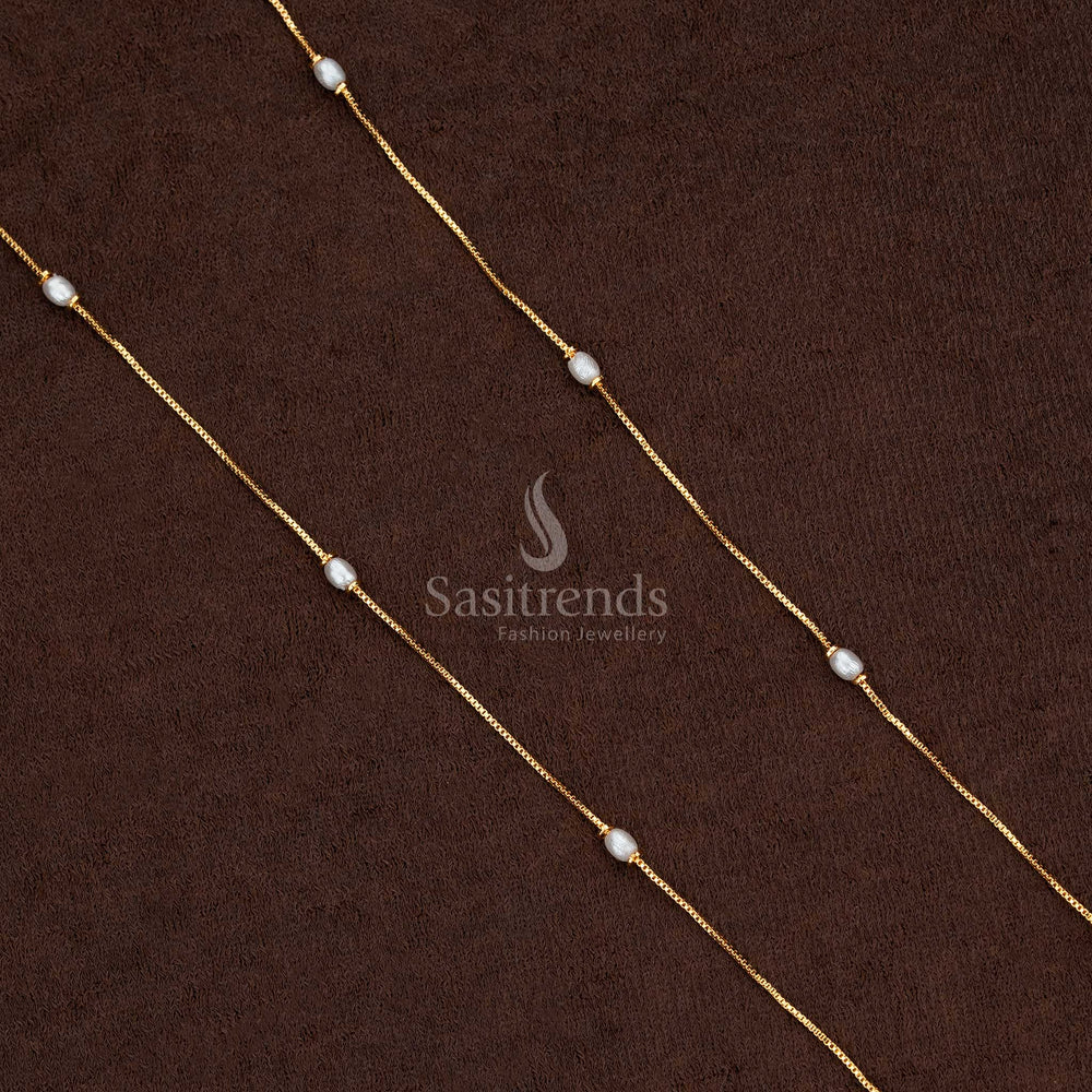 Traditional Guaranteed One Gram Micro Gold Plated Multi-Strand Chain with Pearls - Sasitrends - Sasitrends