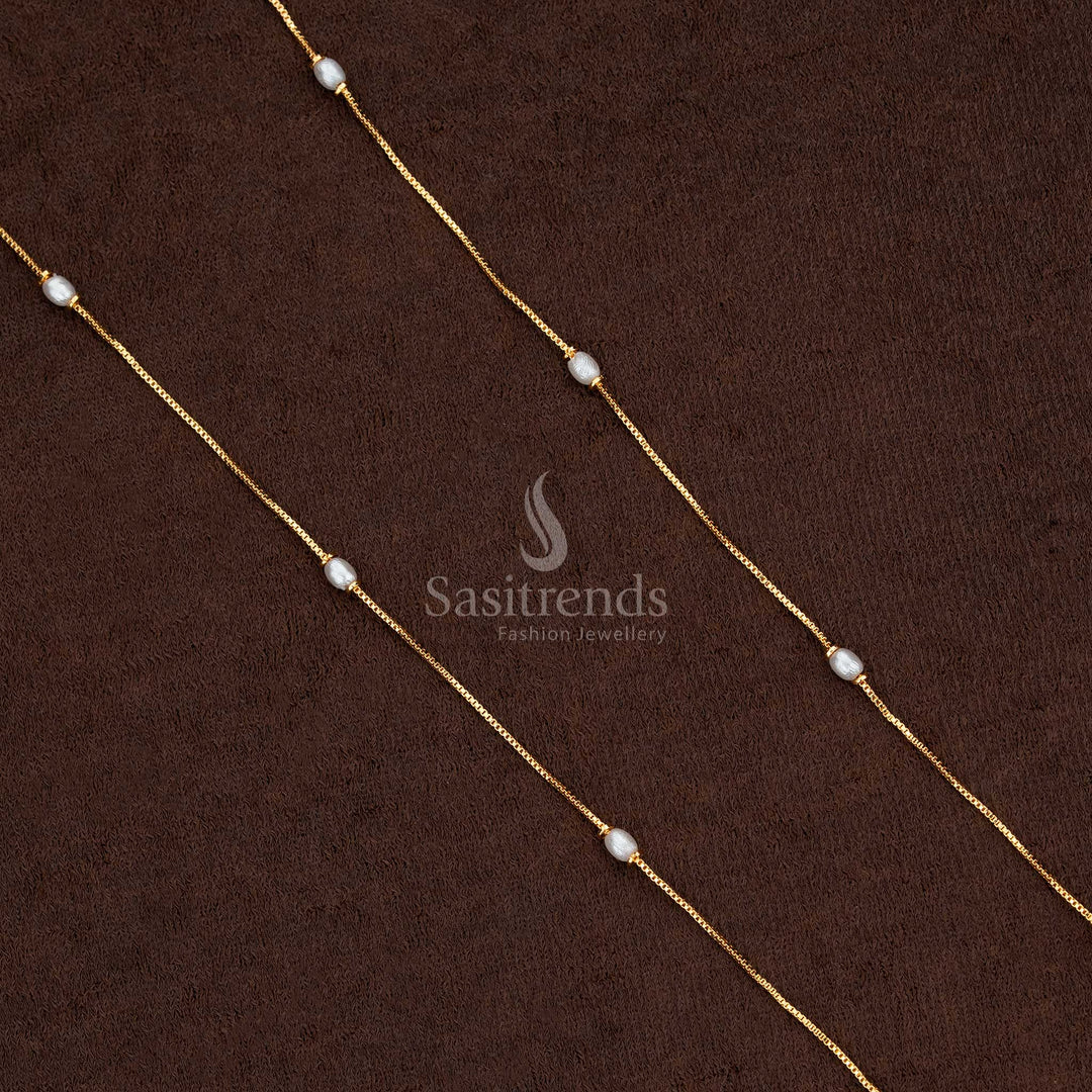 Traditional Guaranteed One Gram Micro Gold Plated Multi-Strand Chain with Pearls - Sasitrends - Sasitrends