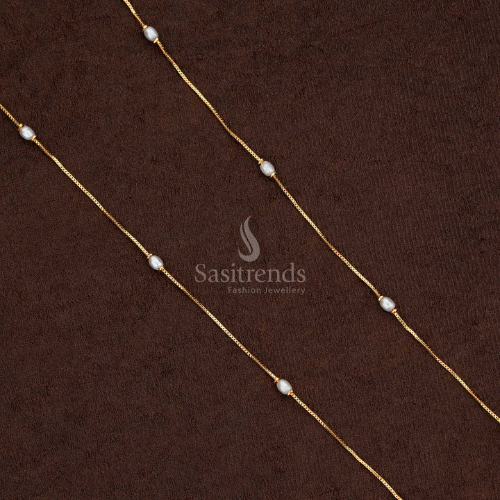 Traditional Guaranteed One Gram Micro Gold Plated Multi-Strand Chain with Pearls - Sasitrends - Sasitrends