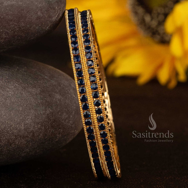 Guaranteed Micro Gold Plated American Diamond CZ Stone Embedded Bangles - Sasitrends