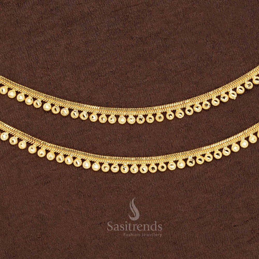 Elegant Micro Gold Plated Ball Drop Anklet Chain With Lustrous Coating And Rich Bridal Glow Jewellery - Sasitrends
