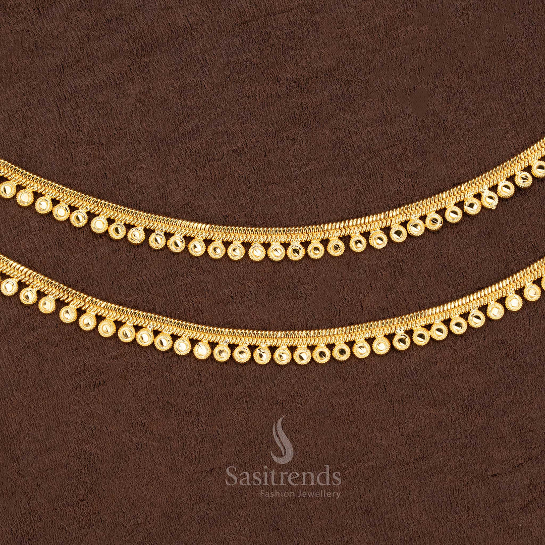 Elegant Micro Gold Plated Ball Drop Anklet Chain With Lustrous Coating And Rich Bridal Glow Jewellery - Sasitrends