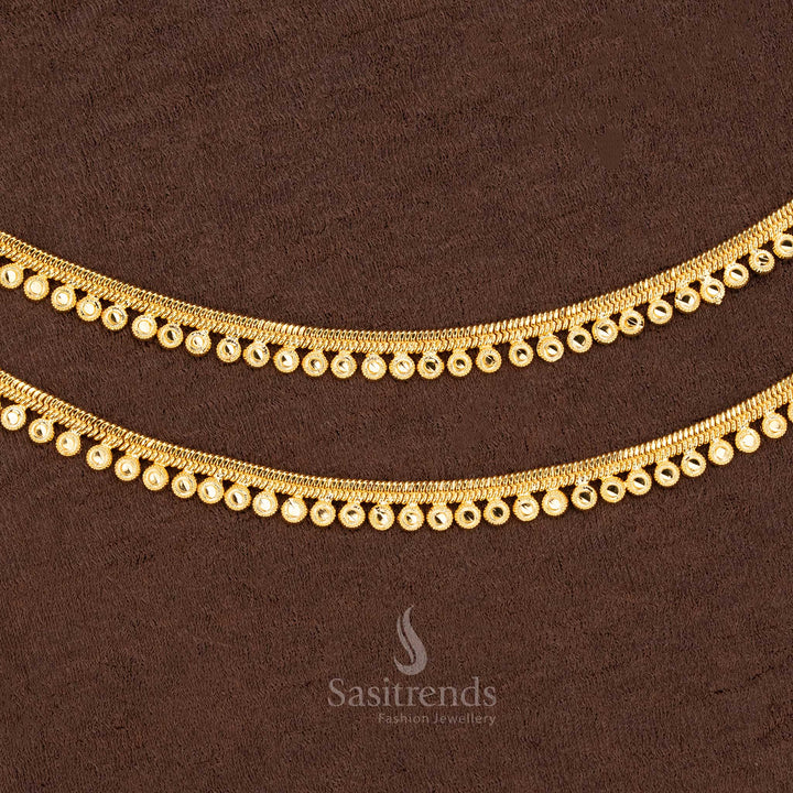 Elegant Micro Gold Plated Ball Drop Anklet Chain With Lustrous Coating And Rich Bridal Glow Jewellery - Sasitrends