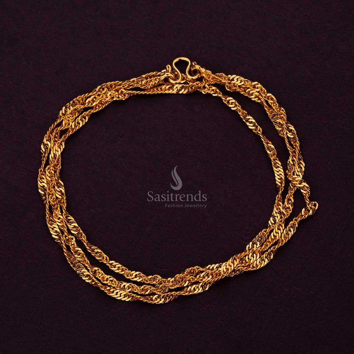 Classic One Gram Jewellery Twisted Rope Chain, Look Like Real Gold, High-Quality Finish – Sasitrends