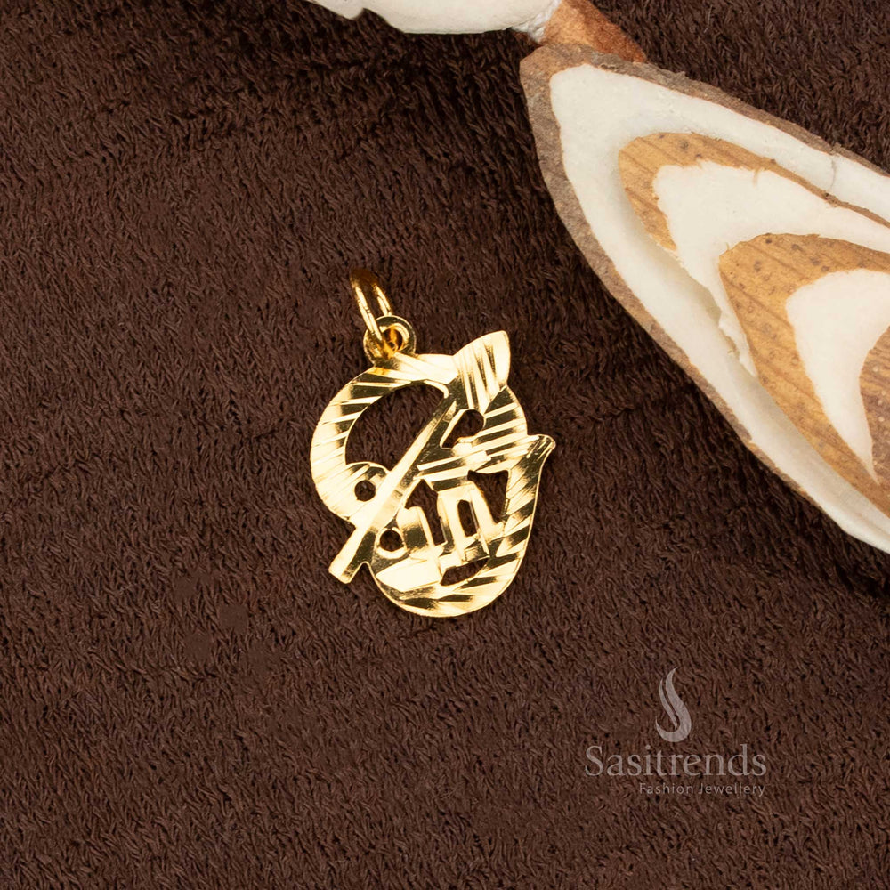 Petite One Gram Micro Gold Plated Om Vel Dollar Pendant for Thali – Traditional Jewellery Charm with 24 Carat Coating and Brilliant Devotional Styling by Sasitrends
