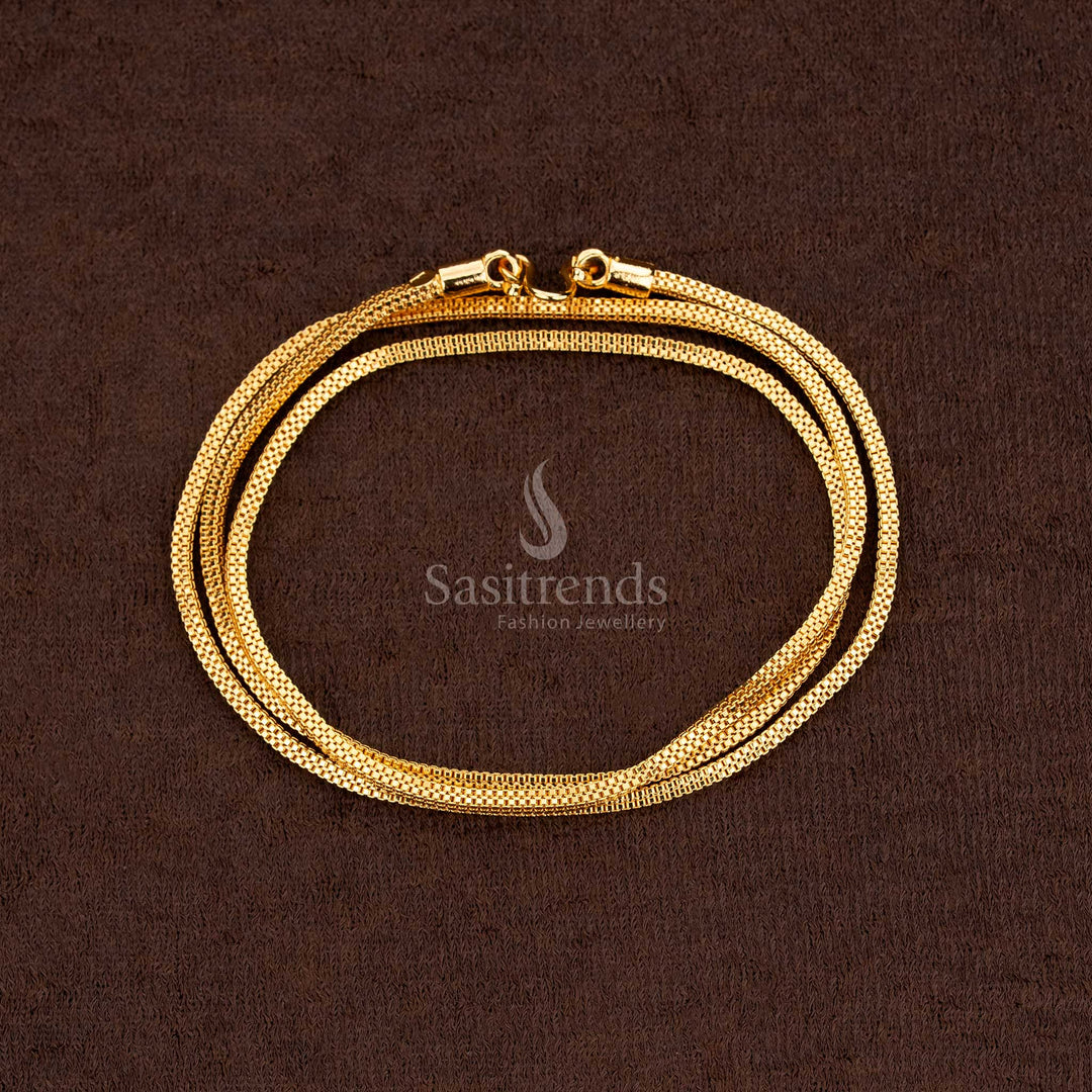 Traditional Micro Gold Plated Box Chain Thick Design With Golden Lustre Perfect For Festive And Cultural Events - Sasitrends