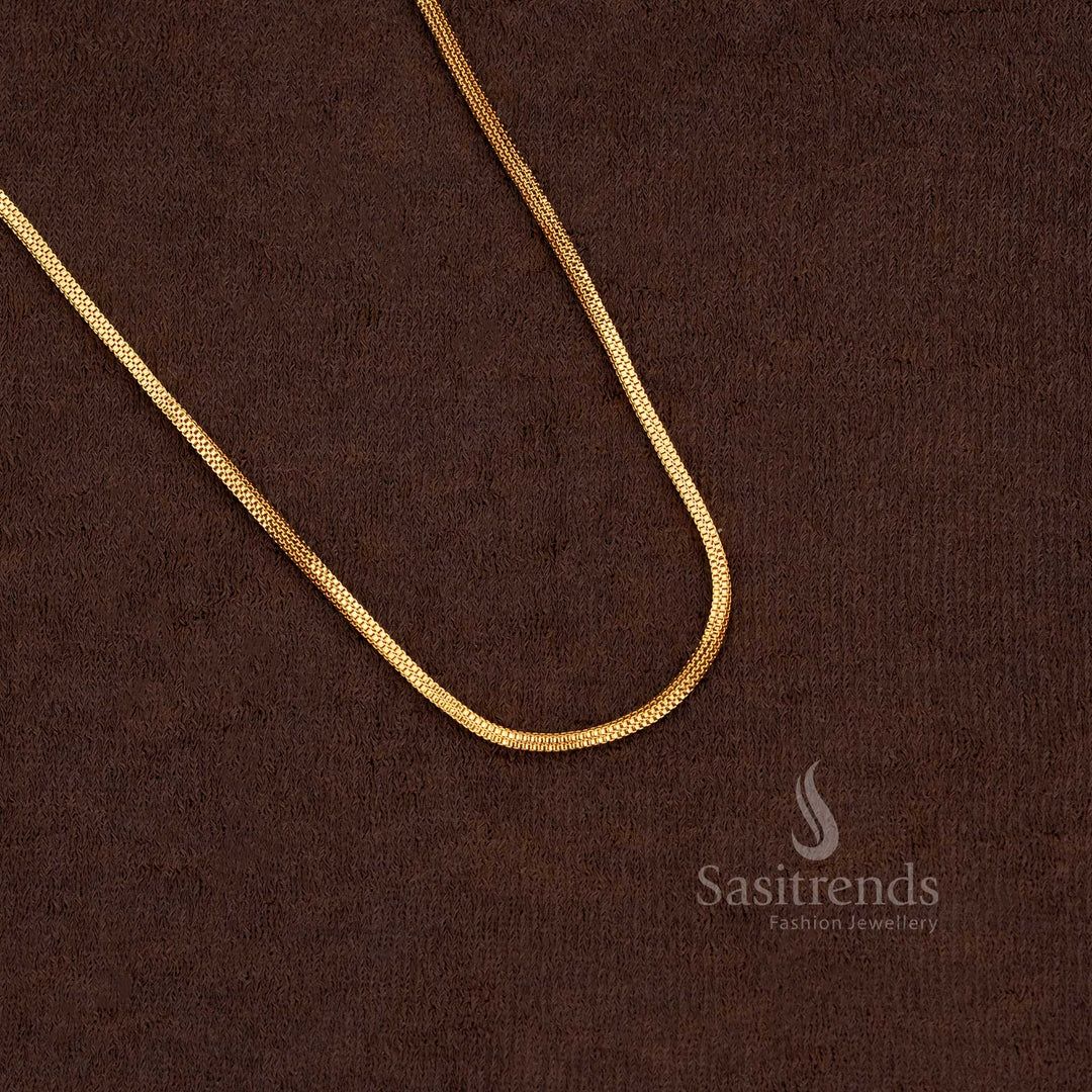 Traditional Micro Gold Plated Box Chain Thin Design With Real Gold Like Finish Suitable For Cultural Events And Gatherings - Sasitrends