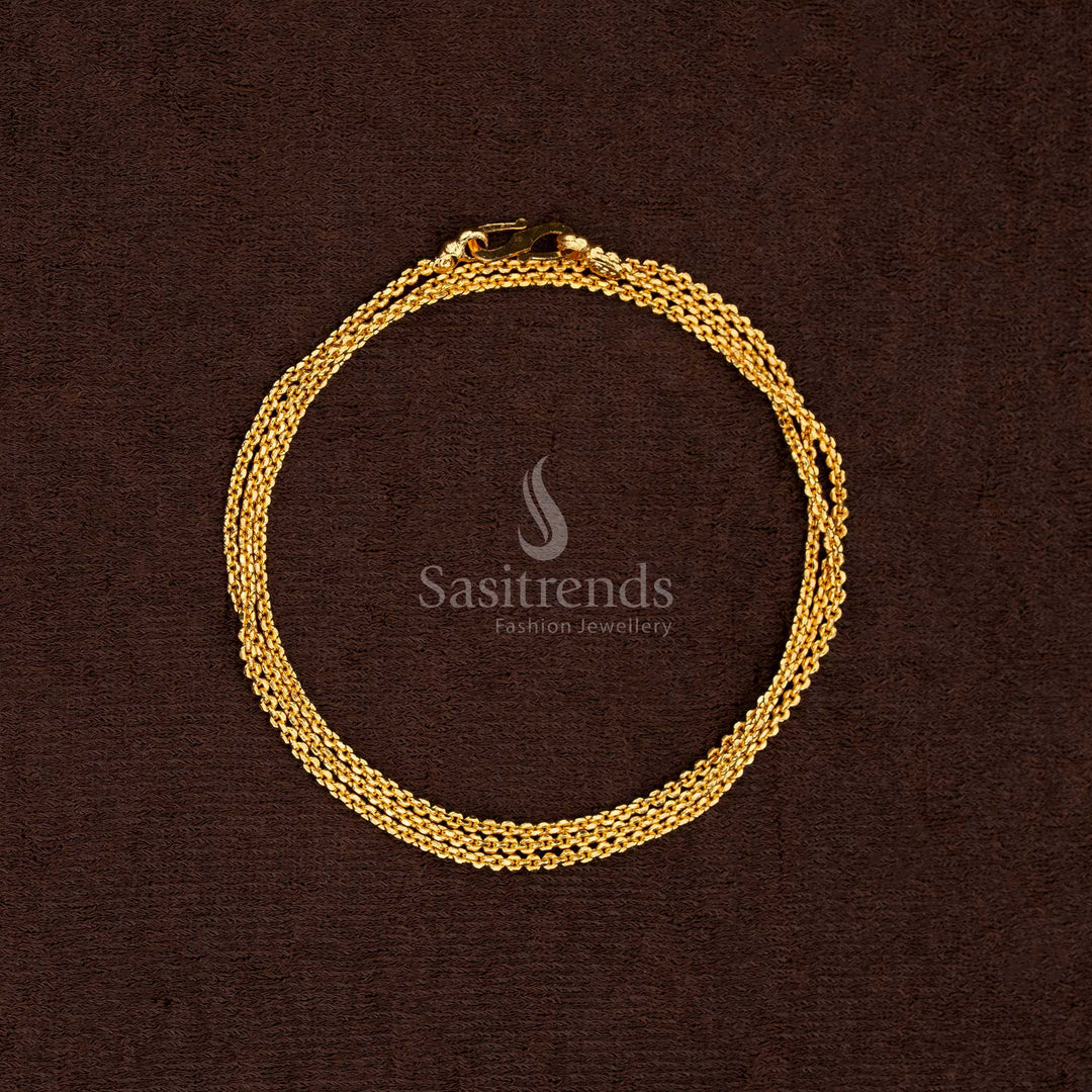 Stylish Thin One Gram Gold Plated Box Chain With Rich Glow For Festivals And Classic Elegance - Sasitrends