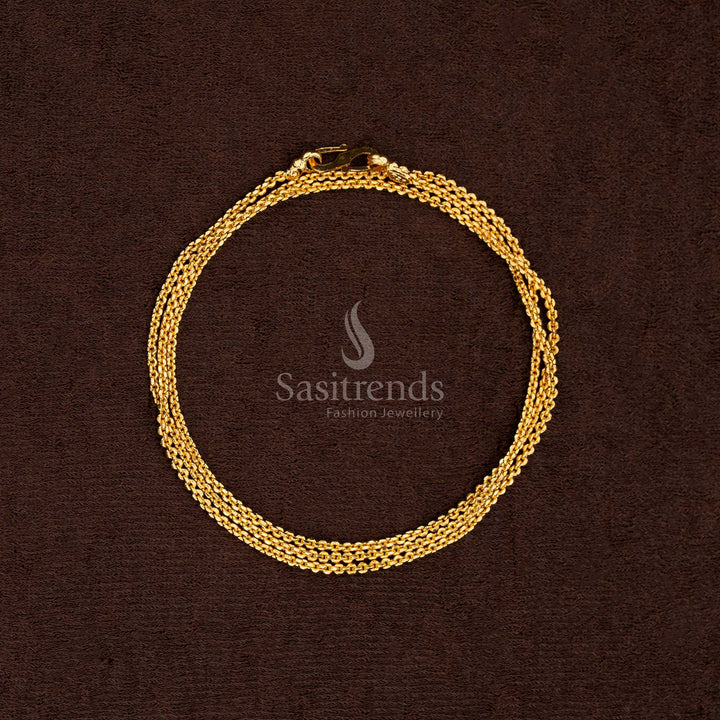 Stylish Thin One Gram Gold Plated Box Chain With Rich Glow For Festivals And Classic Elegance - Sasitrends