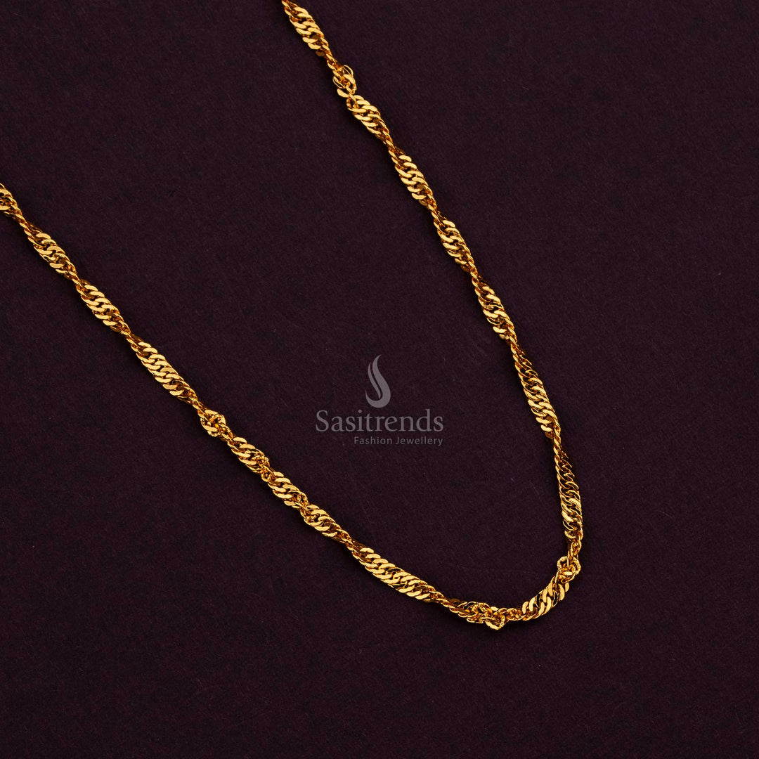 Micro Gold Plated Traditional Twisted Rope Chain – One Gram Jewellery, Guaranteed Look Like Real Gold – Sasitrends