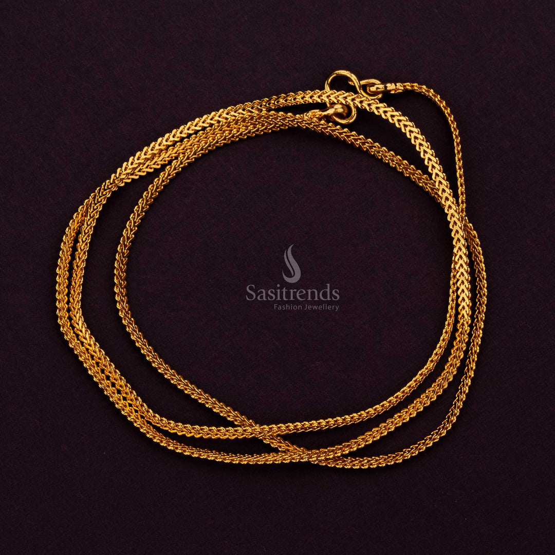 Premium Micro Gold Plated Flat Chain, Authentic Temple Wear Jewellery – Sasitrends
