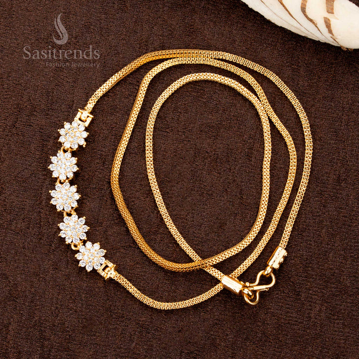 Traditional Micro Gold Mugappu Chain for Saree Look - Sasitrends
