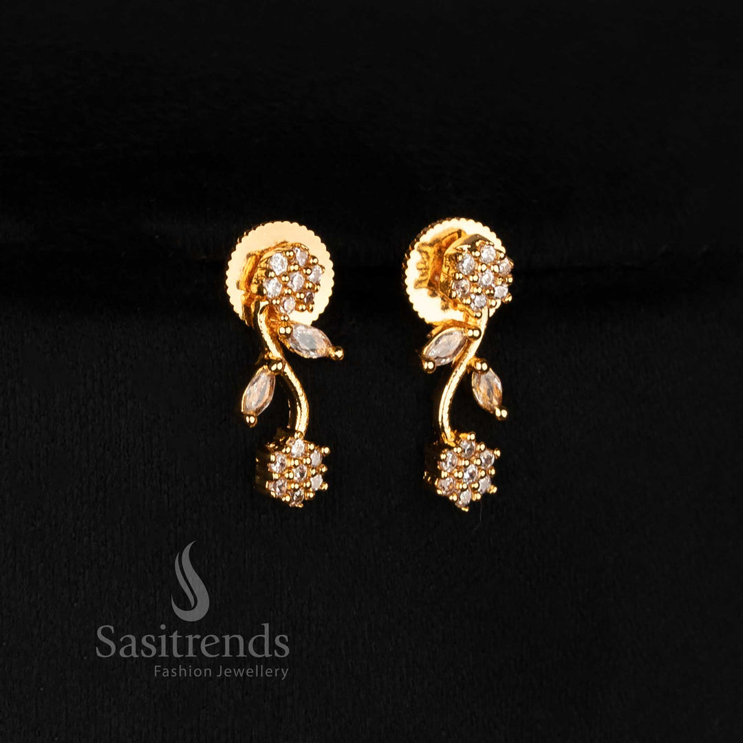 Luxurious AD-studded floral vine  with a micro gold finish and coordinated earrings, a traditional jewellery set perfect for ethnic party wear – Sasitrends
