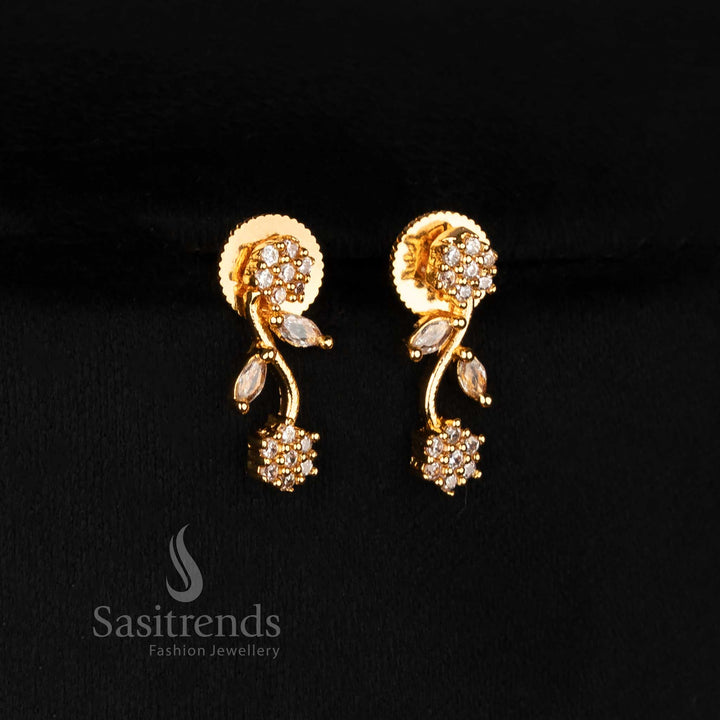 Luxurious AD-studded floral vine  with a micro gold finish and coordinated earrings, a traditional jewellery set perfect for ethnic party wear – Sasitrends