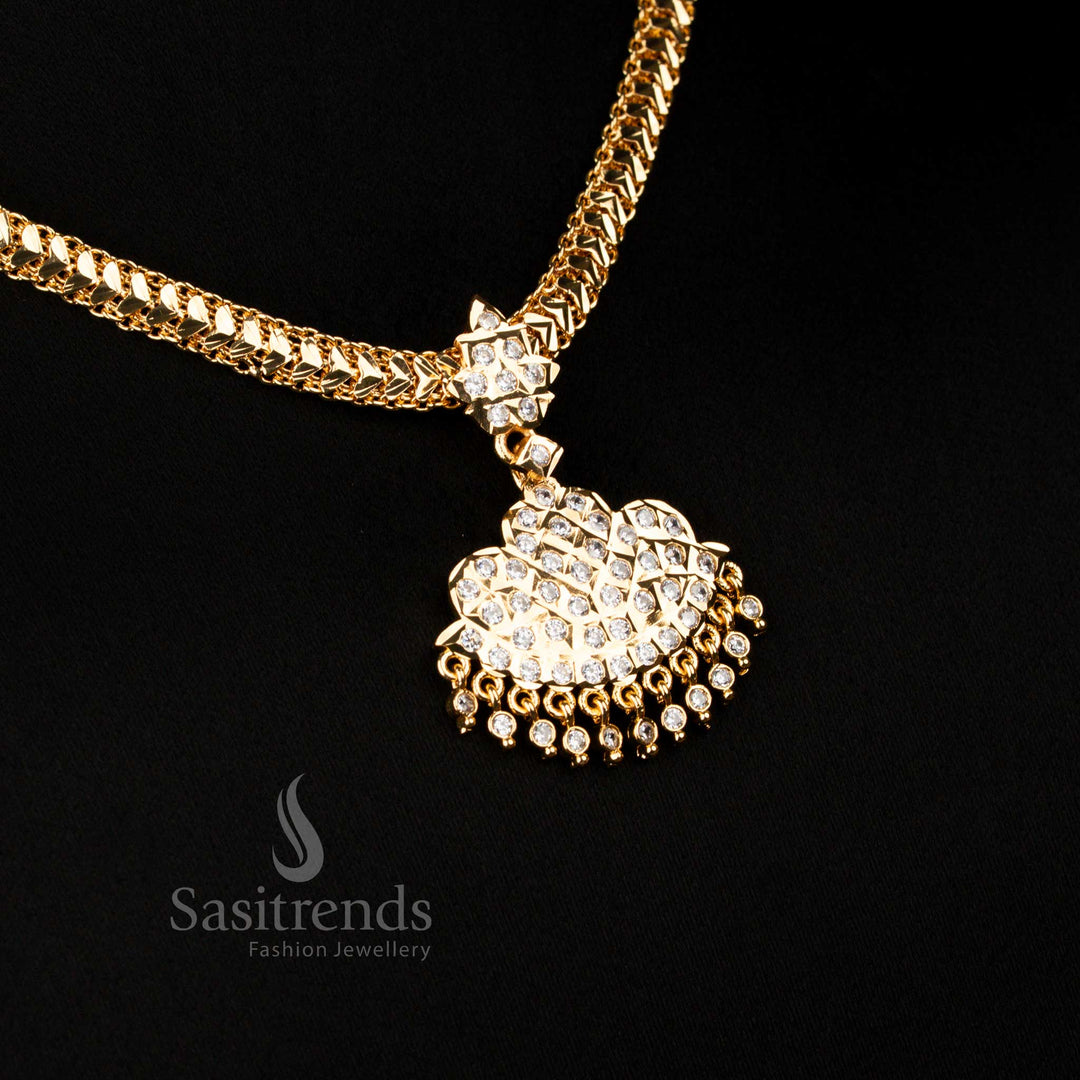 Serenity Traditional Impon Micro Gold Plated White Attigai Necklace with Luxurious Craftsmanship for Grand Celebrations – Sasitrends