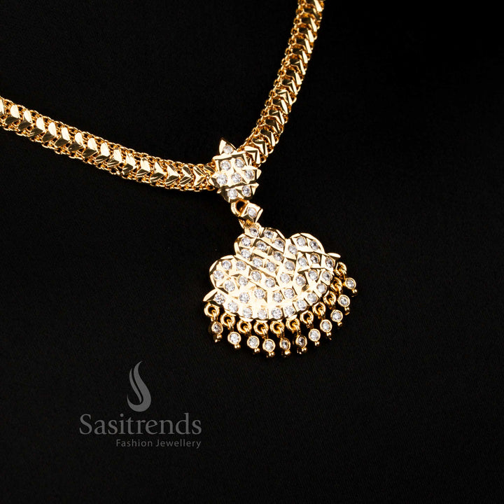 Serenity Traditional Impon Micro Gold Plated White Attigai Necklace with Luxurious Craftsmanship for Grand Celebrations – Sasitrends