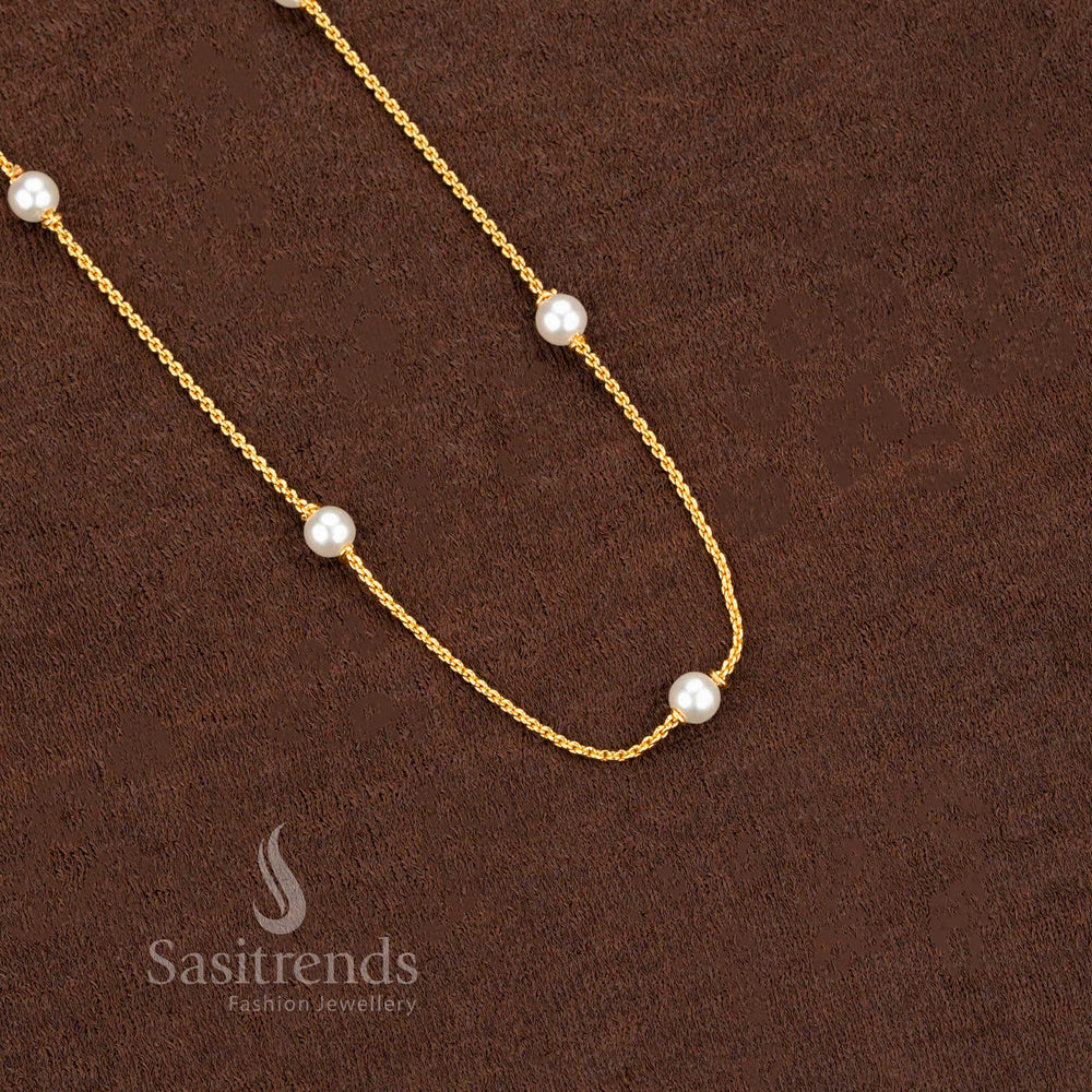 Royal Pearl Mala Necklace With Micro Gold Tone And Graceful Bead Layers Perfect For Bridal And Cultural Wear - Sasitrends