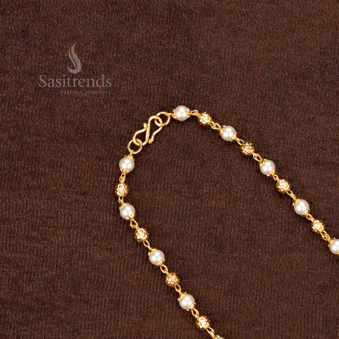 Majestic 5MM Micro Gold Plated Golden Ball Pearl Chain – Exclusive Traditional Necklace Jewellery for Royal Occasions - Sasitrends