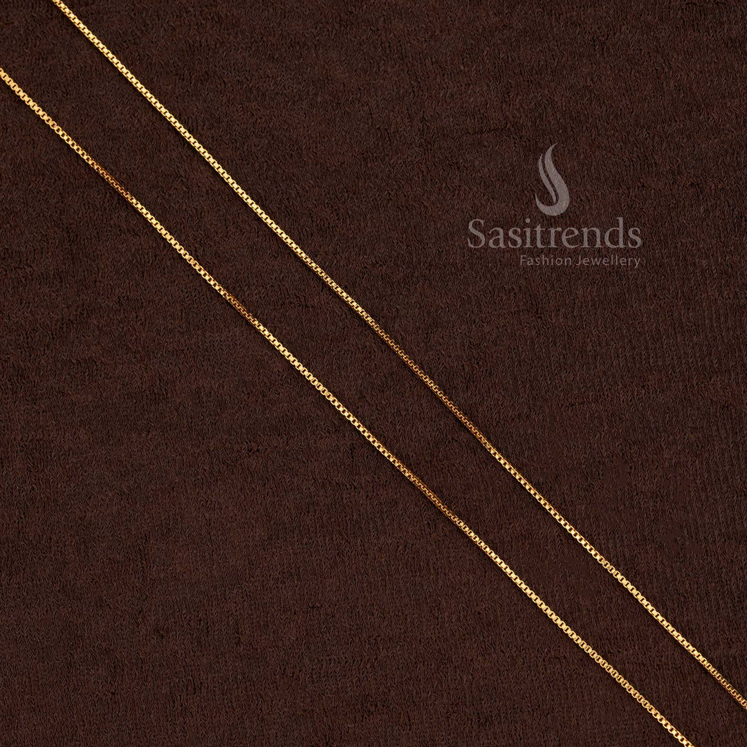 Lavish Craft Thick Micro Gold Plated Slim Link Chain – One Gram Jewellery with Radiant Golden Polish for Party Looks - Sasitrends