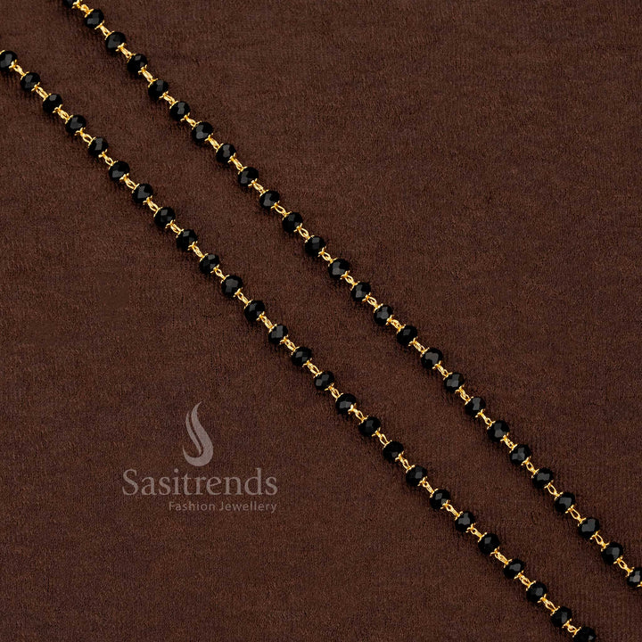 Vibrant micro gold plated black beads chain adorned with antique ball details, ideal to wear for family celebrations and cultural festivals – Sasitrends