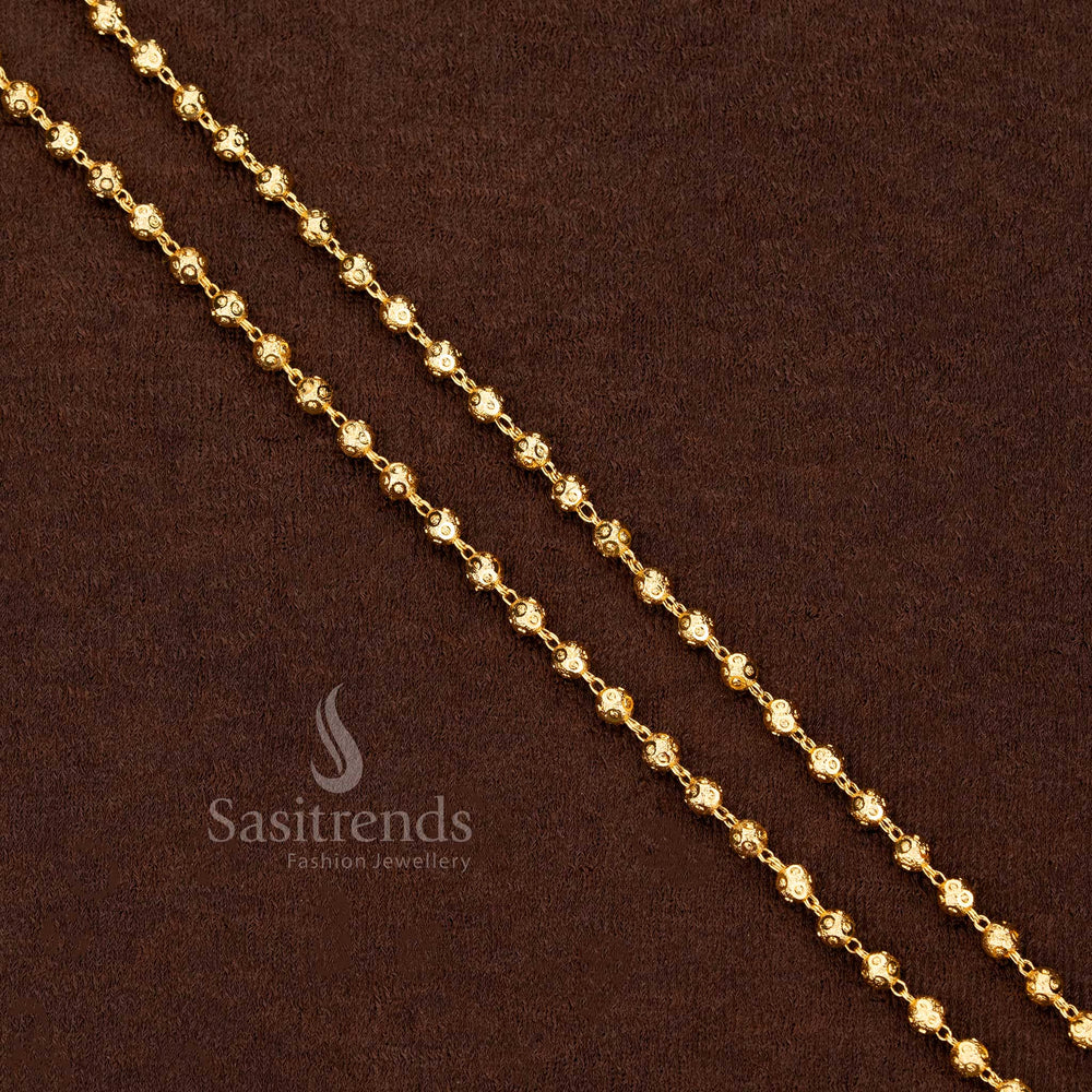 Timeless 24K pure gold micro plated ball motif chain, a graceful accessory to pair with occasional traditional wear and saree styles – Sasitrends
