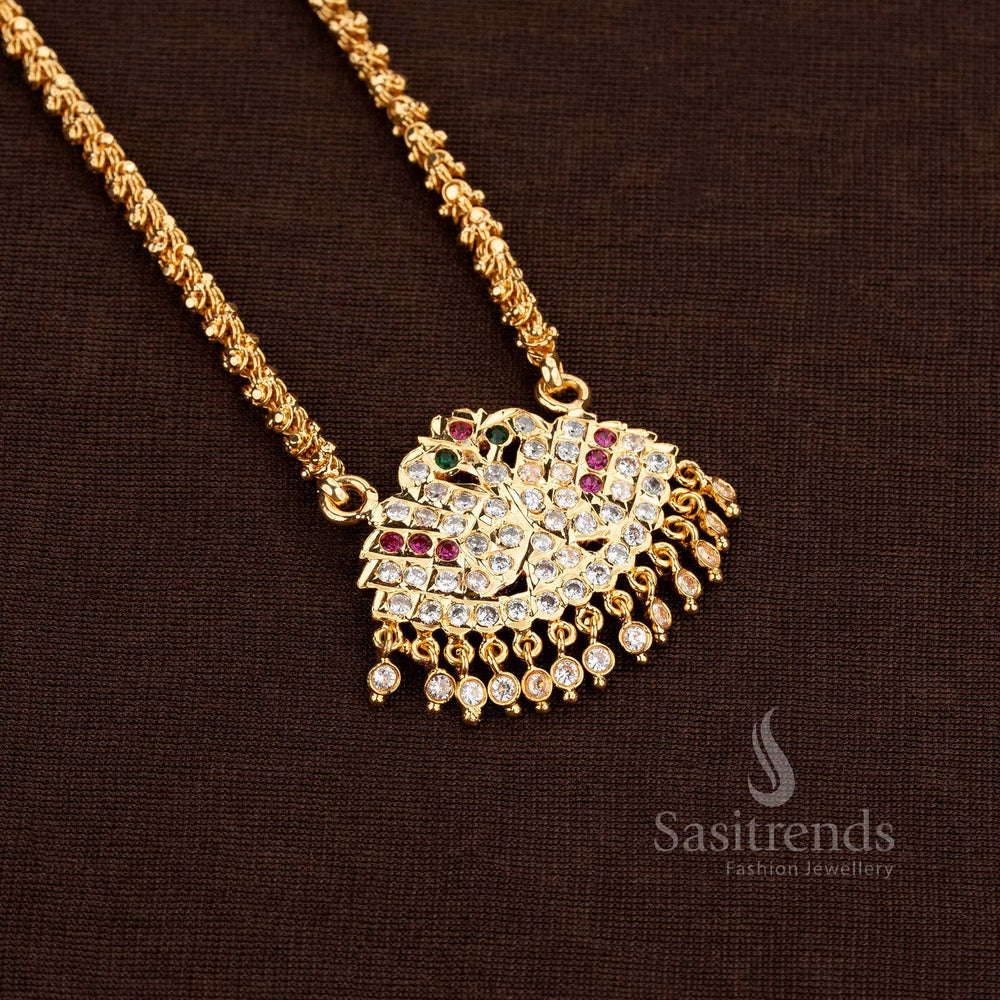 Elegant Impon Dollar Necklace With A Dasavatharam Chain, Showcasing Micro Gold Plated Craftsmanship And Rich Religious Design Elements In A Gleaming Dual-Tone Look – Sasitrends
