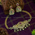Temple gold plated choker necklace with American diamond stones and pearl drops.