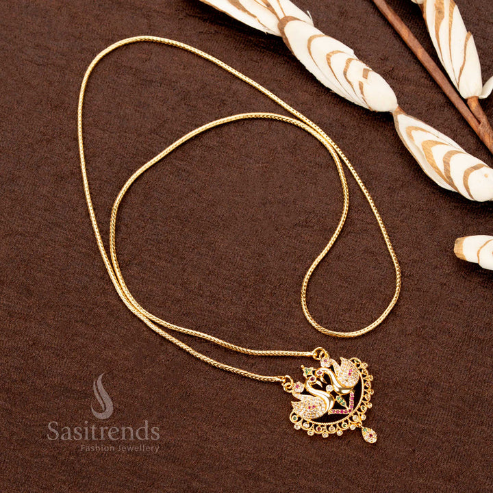 One Gram Jewellery Peacock Pendant with Flexible Thali Kodi Chain, Micro Gold Plated Using 24 Carat Pure Gold – Sasitrends