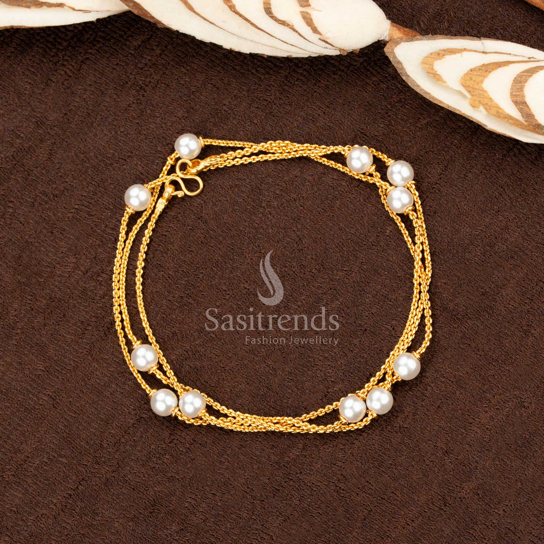 Heritage Inspired Micro Gold Pearl Mala Chain With Ethnic Finish And Regal Charm Traditional Necklace For Festive Wear - Sasitrends