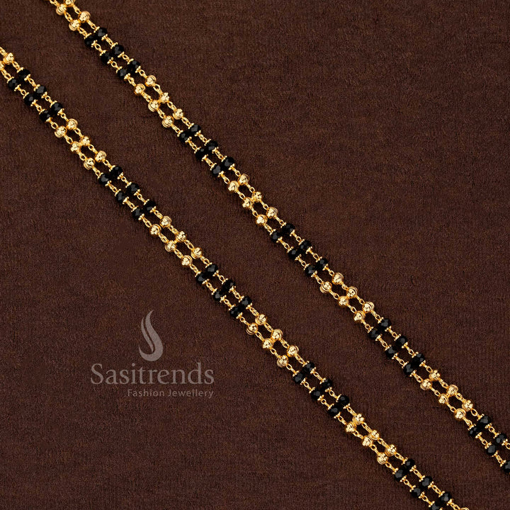 Vibrant micro gold plated black beads chain with antique ball accents, ideal to wear for traditional cultural ceremonies and celebratory events – Sasitrends