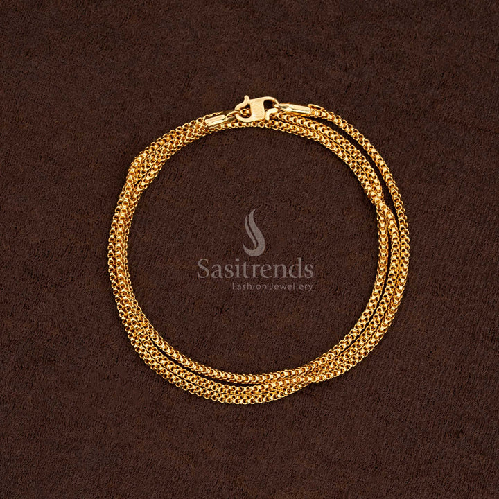Elegant Micro Gold Plated Traditional Chain with Interlinked Design For Festive Wear - Sasitrends