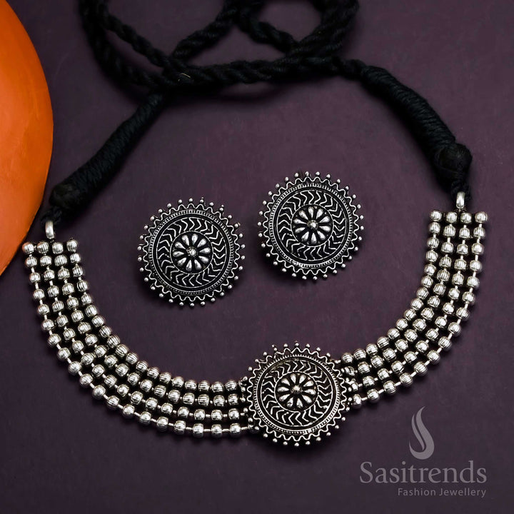 Gorgeous Oxidised German Silver Choker Necklace Online Shopping - Sasitrends