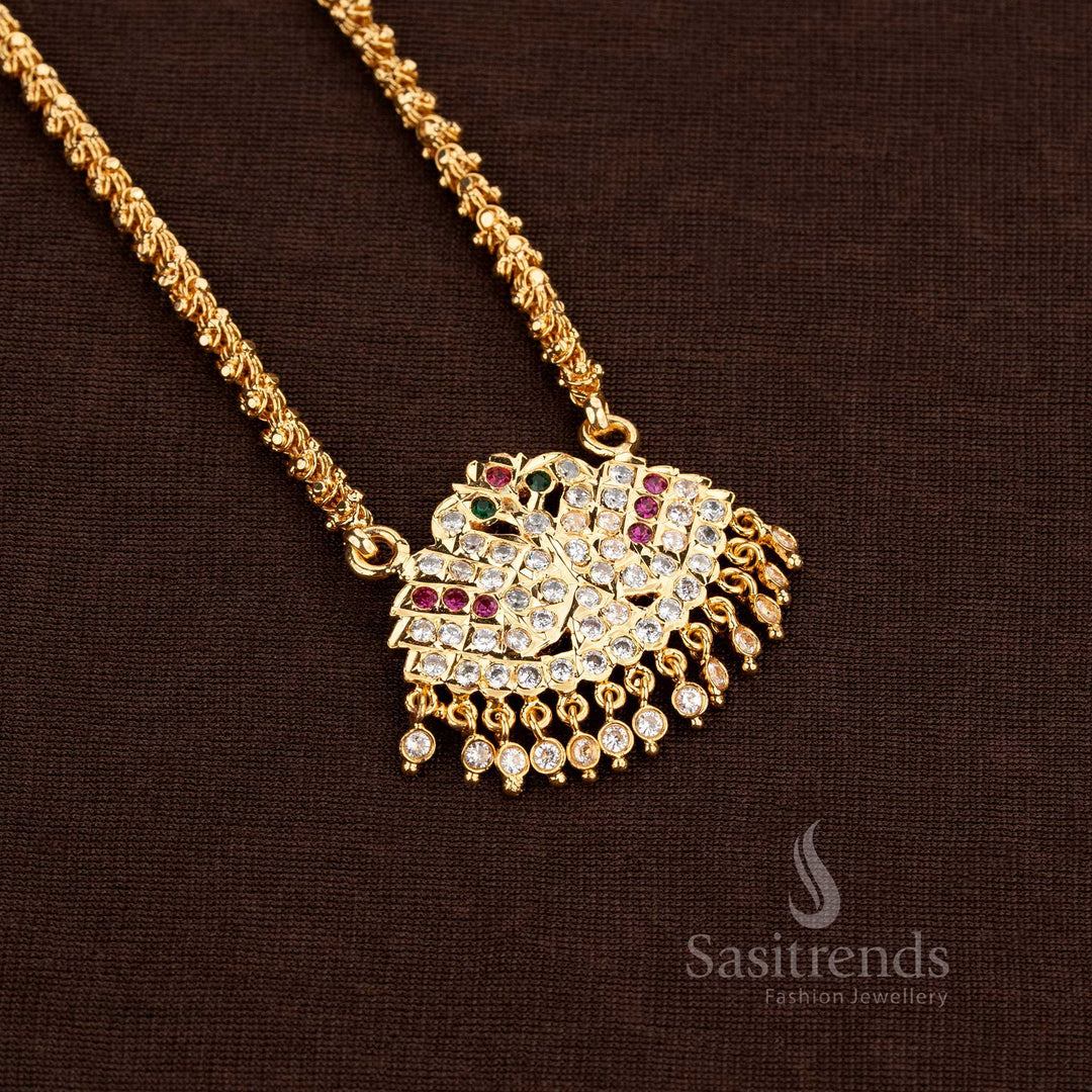 Micro Gold Plated Impon Dollar Necklace With A Detailed Dasavatharam Chain And Gleaming Spiritual Centrepiece, Capturing The Essence Of Symbolic Beauty And Graceful Craft – Sasitrends