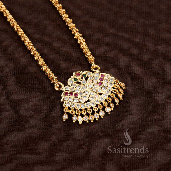 Wonderful Micro Gold Plated Impon Dollar Pendant with Dasavatharam Chain Necklace - Sasitrends