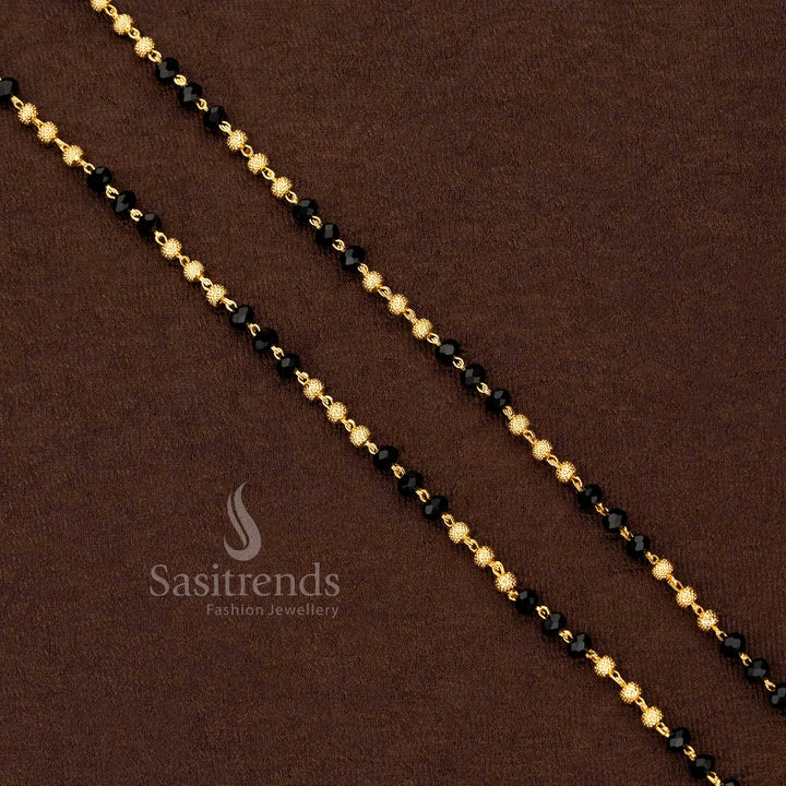 Majestic micro gold plated black beads chain with antique ball accents, designed to wear for traditional festivities and family gatherings – Sasitrends